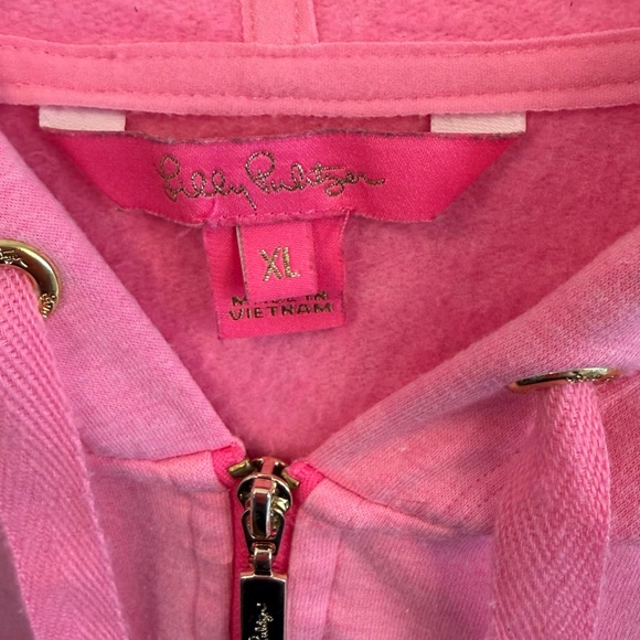 Lilly Pulitzer Pink 3/4 zip Hoodie with pocket - Picture 3 of 10